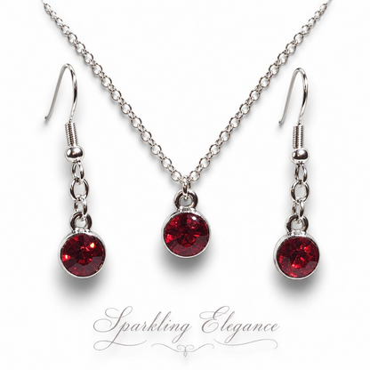 Birthstone necklace and earring set