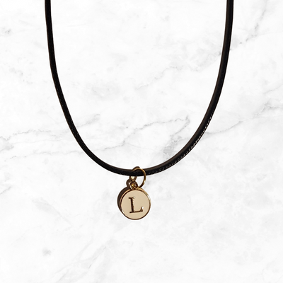 Small round initial letter necklace