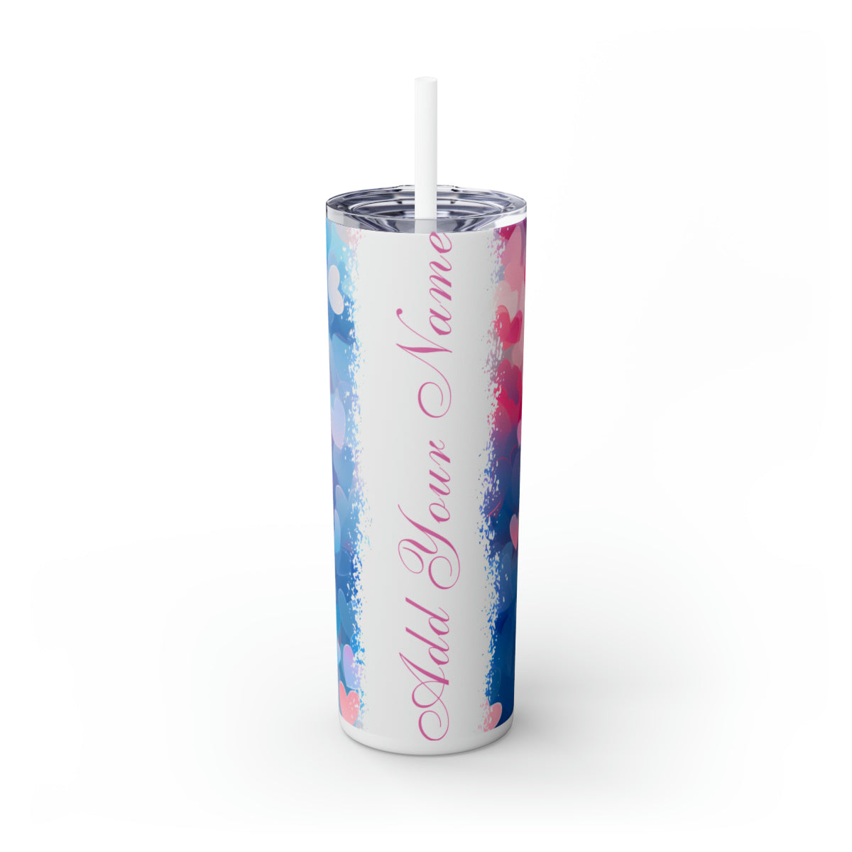 Skinny Tumbler with Straw, 20oz with Colorful hearts