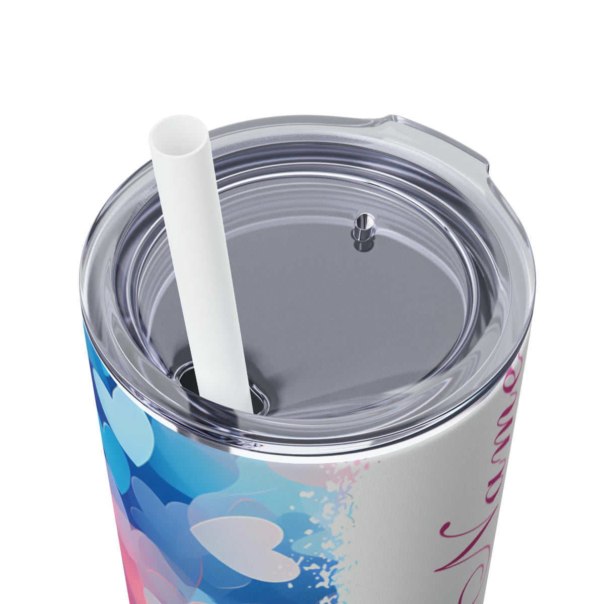 Skinny Tumbler with Straw, 20oz with Colorful hearts