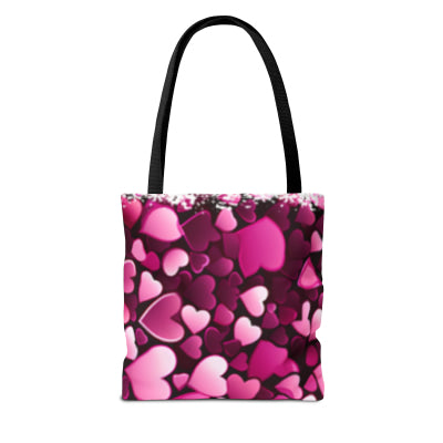 Tote Bag dark pink hearts