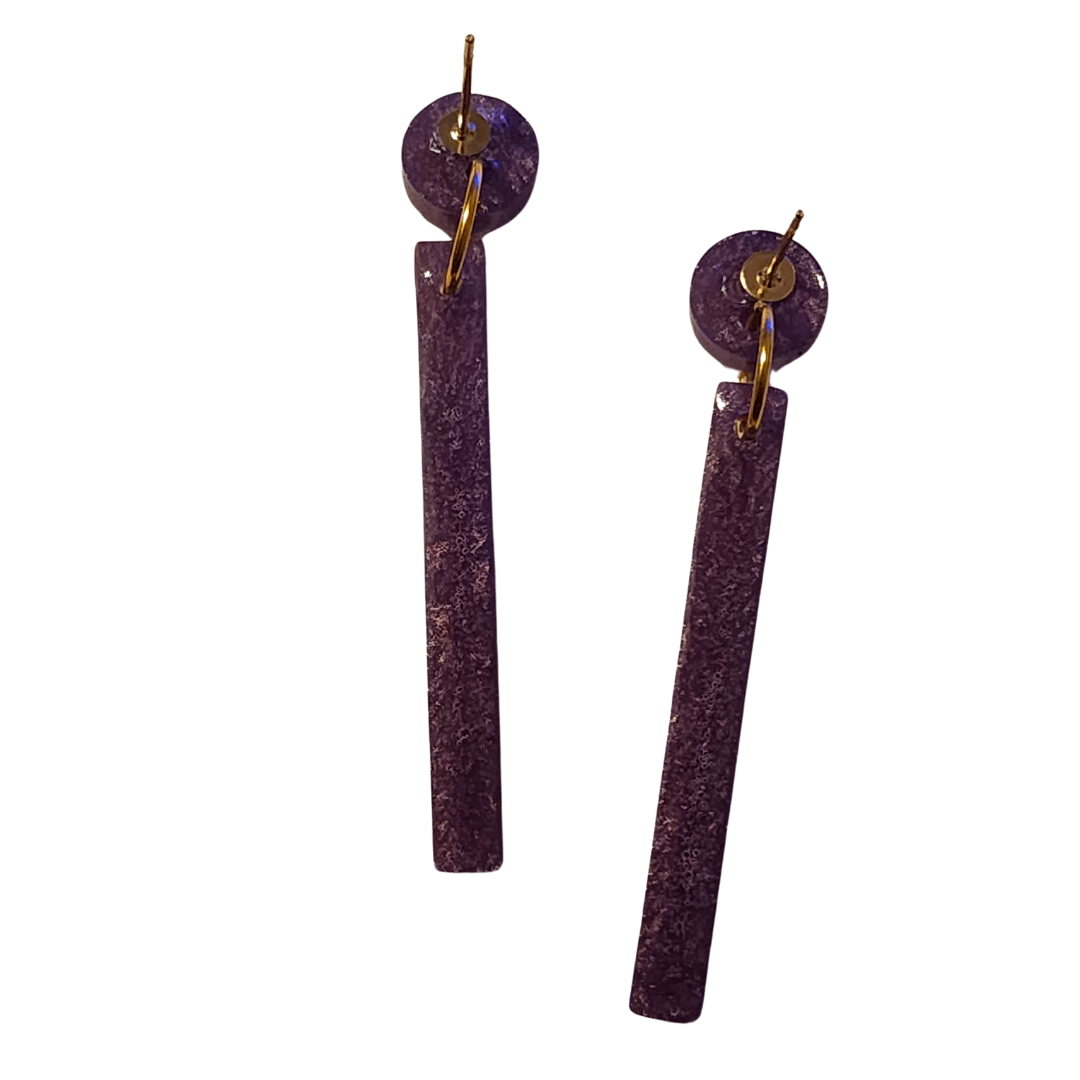 Long purple dangle Earrings