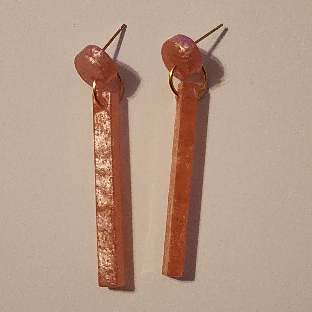 Long orange dangle Earrings