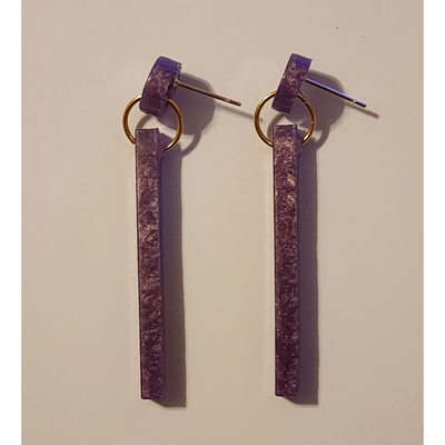 Long purple dangle Earrings