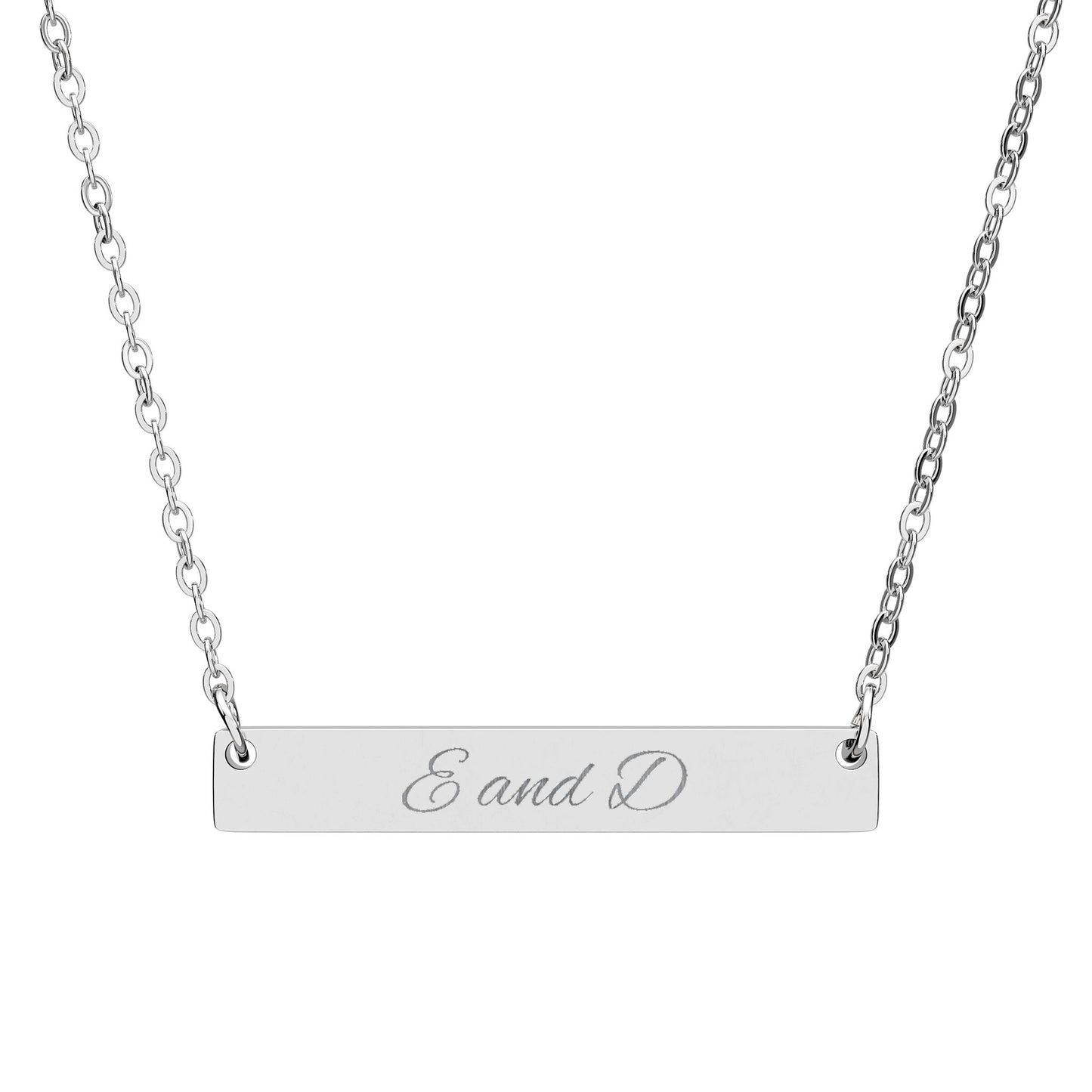 Engraved Horizontal Bar Necklace