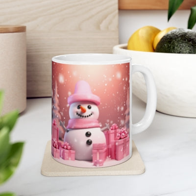 Pink Snowman Mug