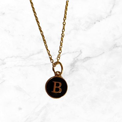 Small round initial letter necklace