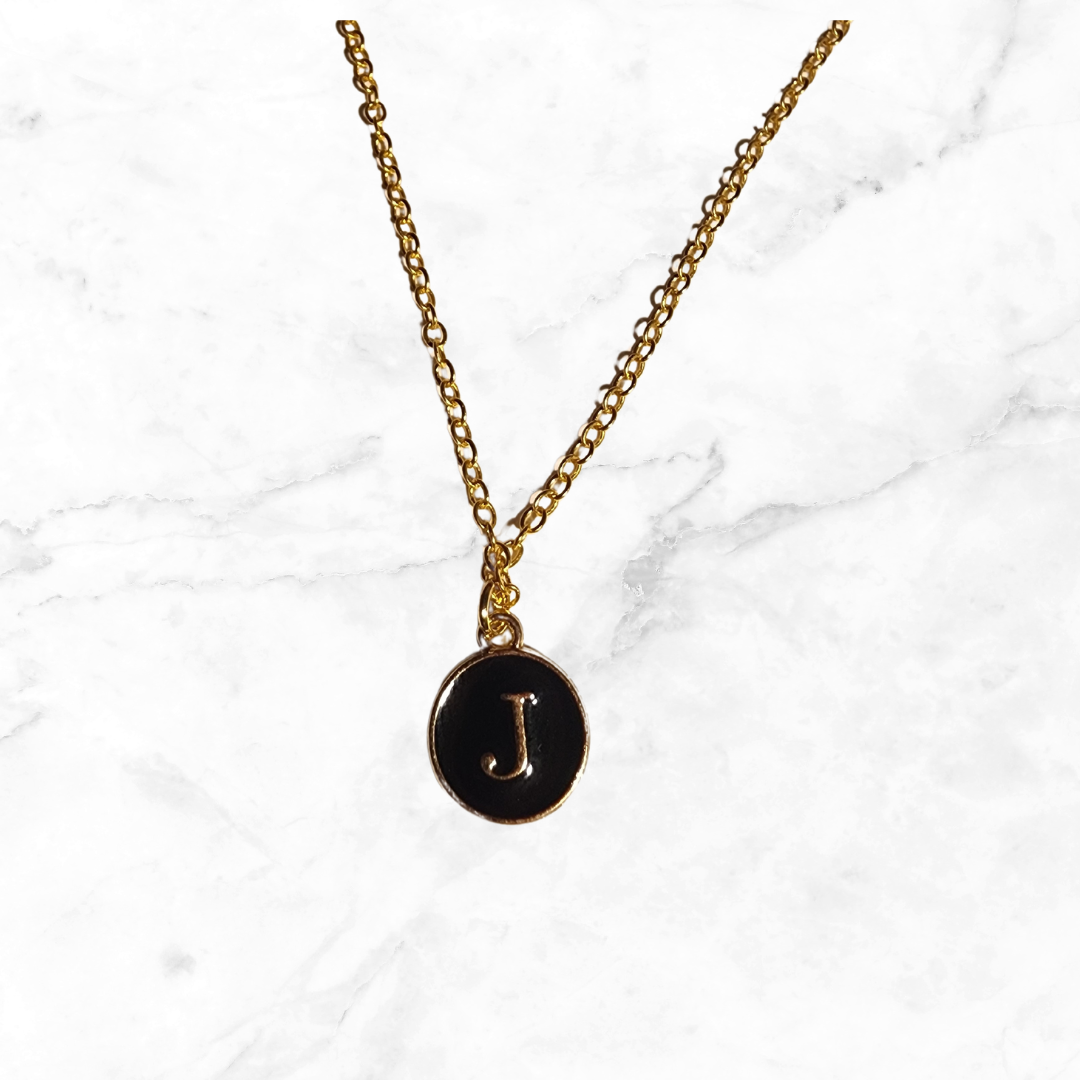 Small round initial letter necklace