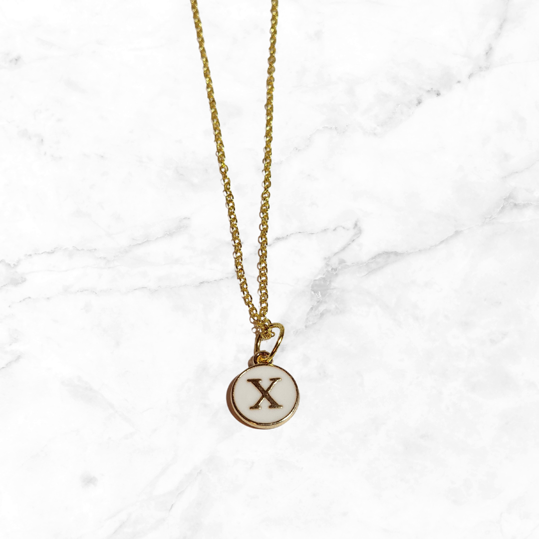 Small round initial letter necklace