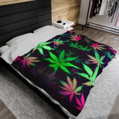 Weed Leaves Velveteen Plush Blanket