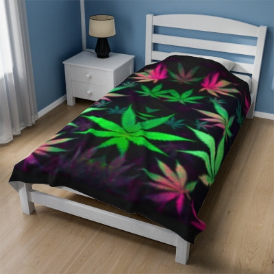 Weed Leaves Velveteen Plush Blanket