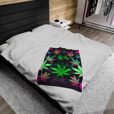 Weed Leaves Velveteen Plush Blanket