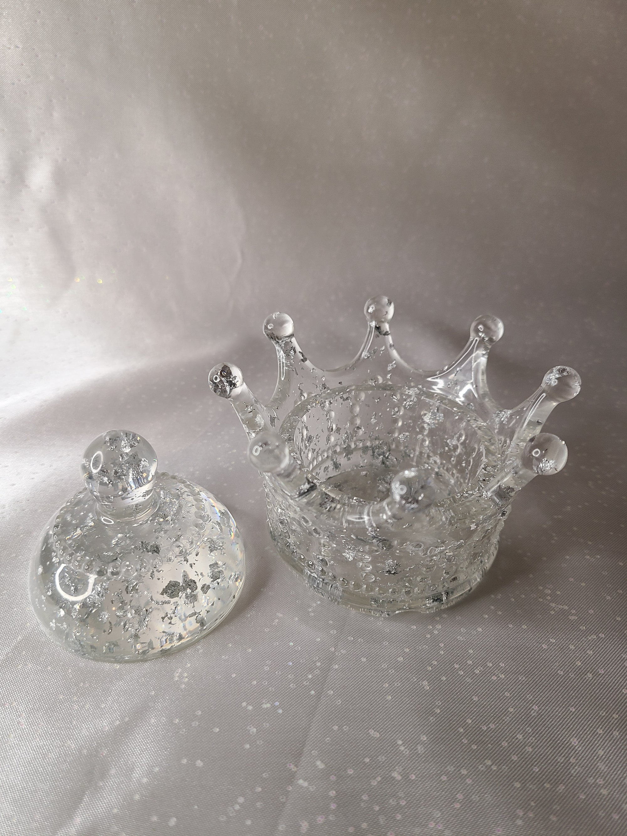 Clear and silver crown