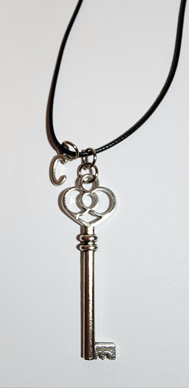 Heart shaped key necklace with letter