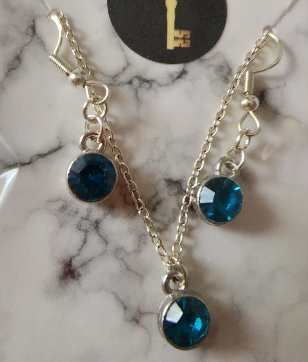 Birthstone necklace and earring set