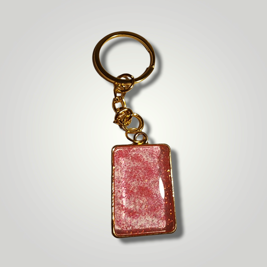 Pink glitter keychain