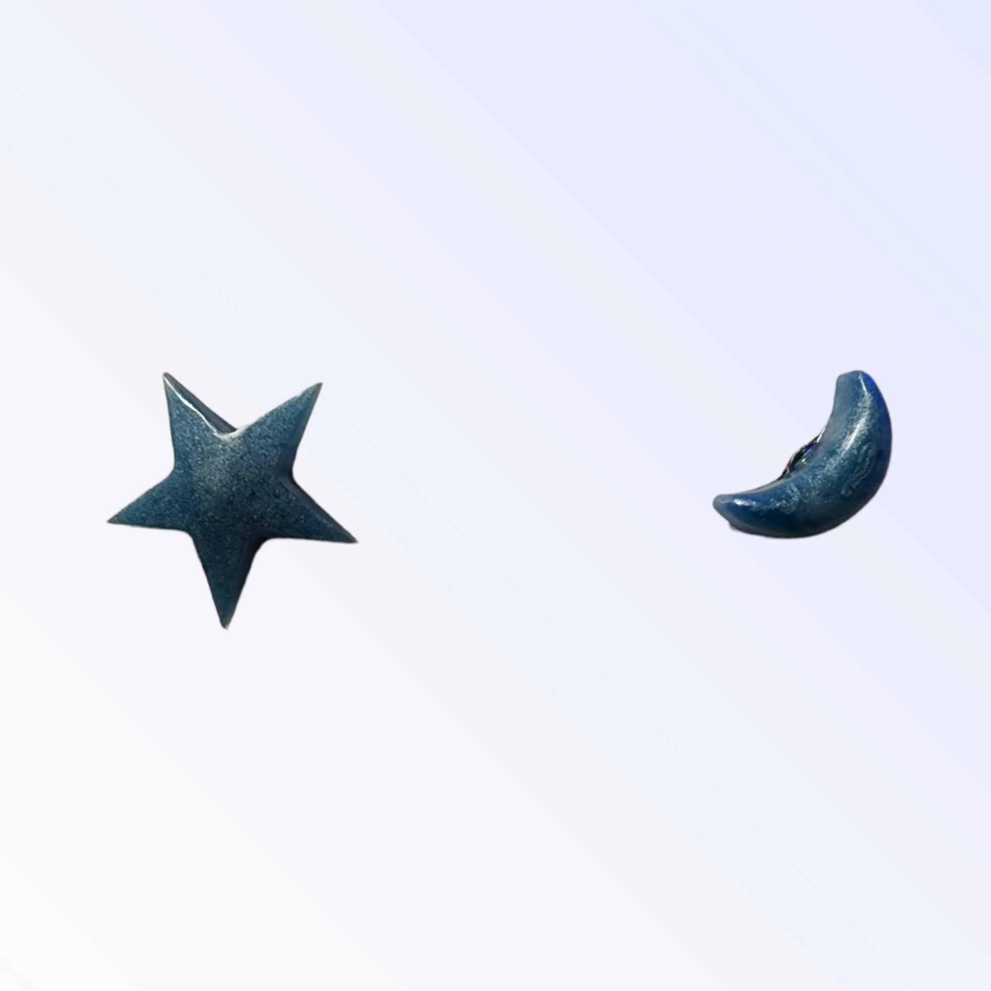 Blue star and moon earrings