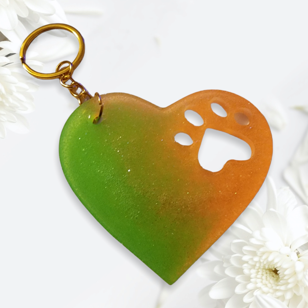 Cat/dog heart keychain