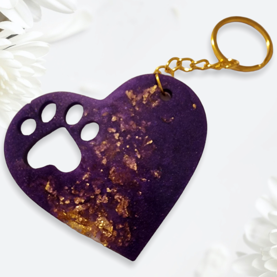 Cat/dog heart keychain