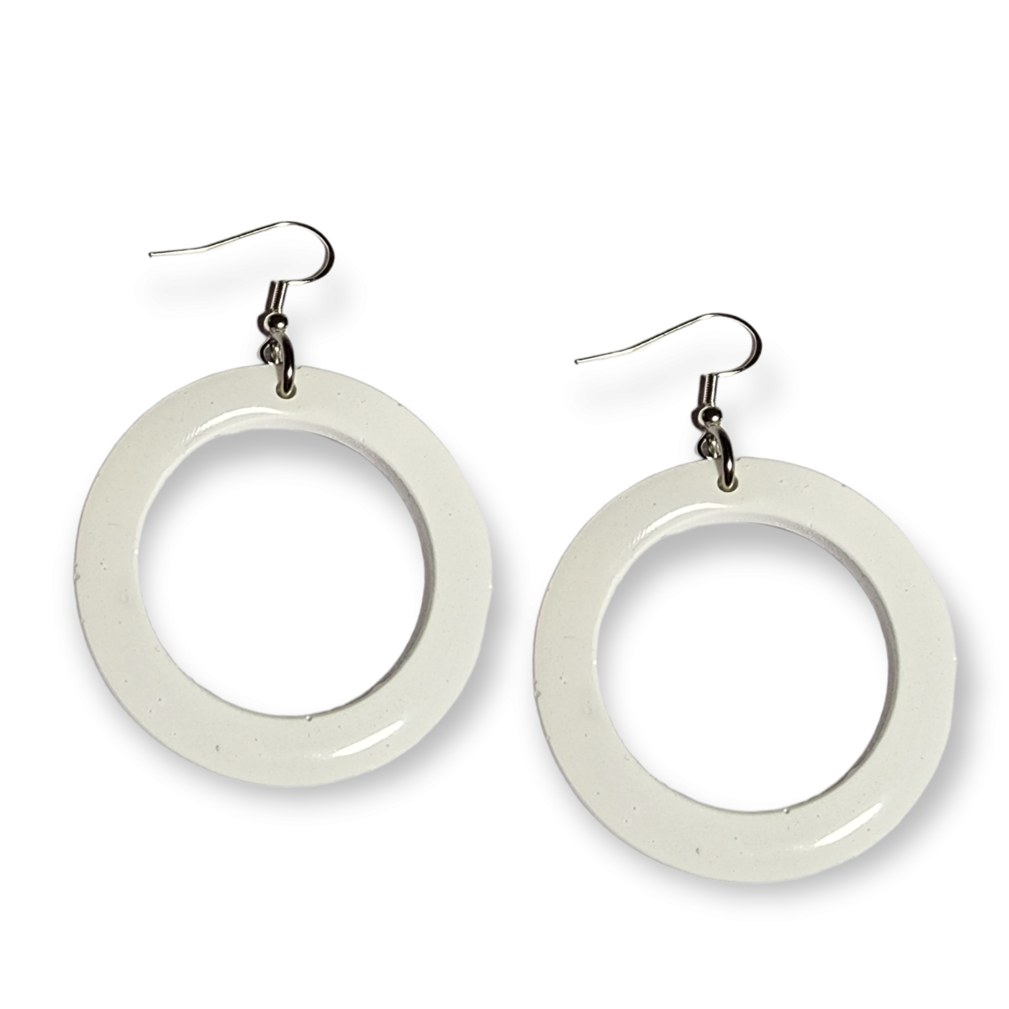 White round circle earrings