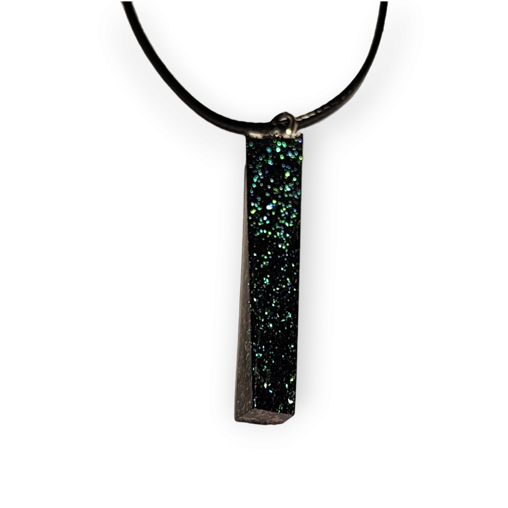 Holographic long square necklace