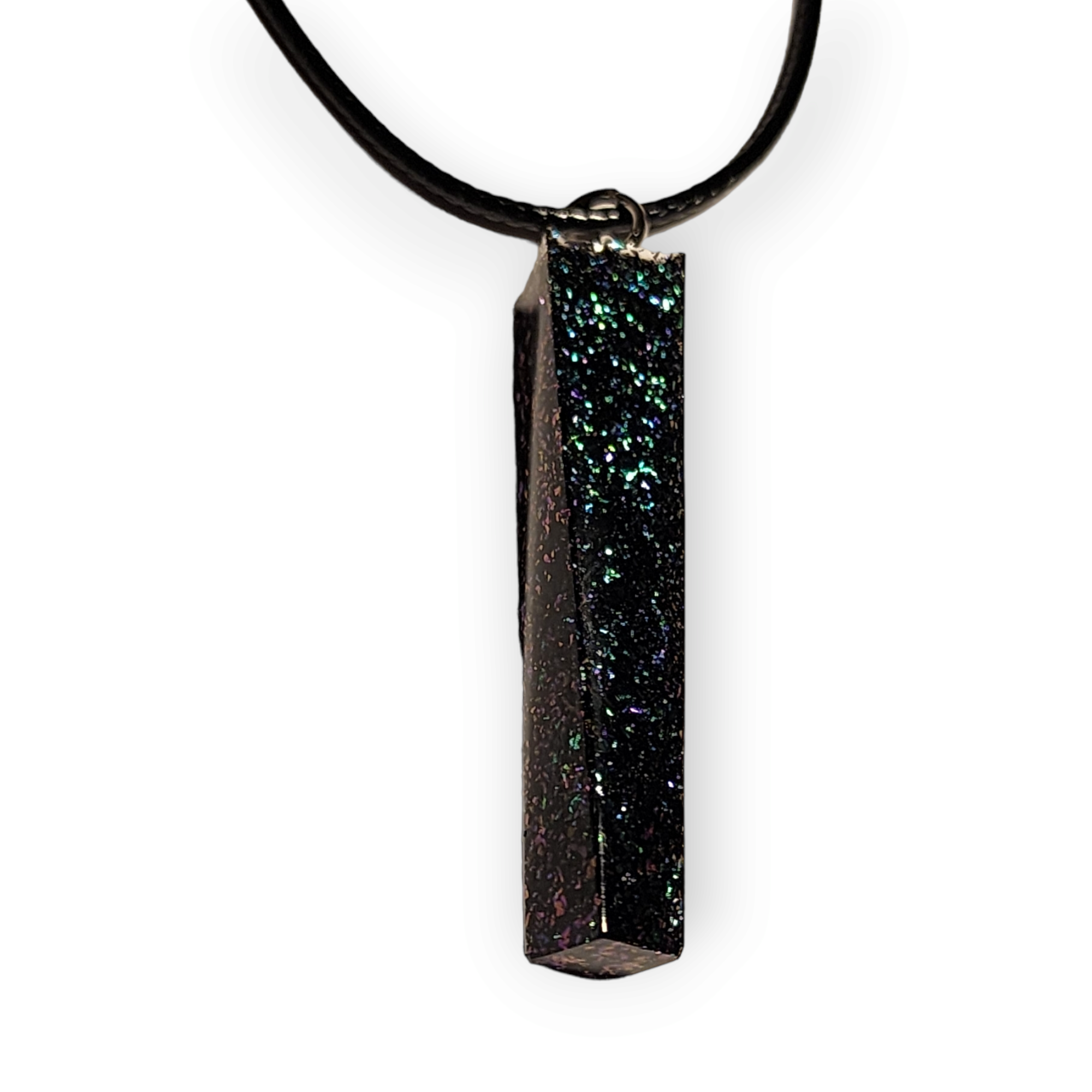Holographic long square necklace